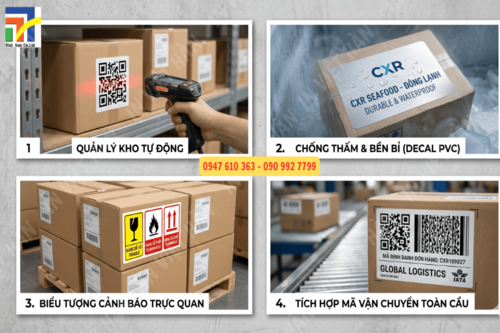 In decal tem nh&atilde;n d&aacute;n th&ugrave;ng xuất khẩu